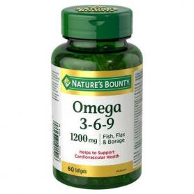 Omega 3 6 9, 1200 mg, 60 capsule, Natures Bounty, Walmark