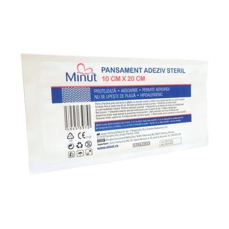 Pansament adeziv steril, 10 cm x 20 cm, Minut