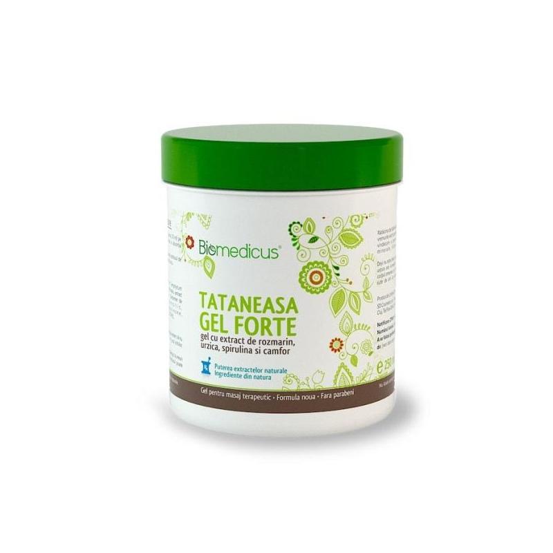 Tataneasa gel forte cu rozmarin, urzica, spirulina si camfor, 250 ml, Biomedicus