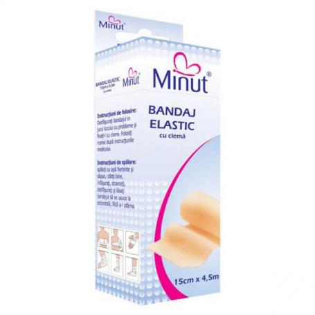 Bandaj elastic cu clema 10 cm x 4.5m Minut