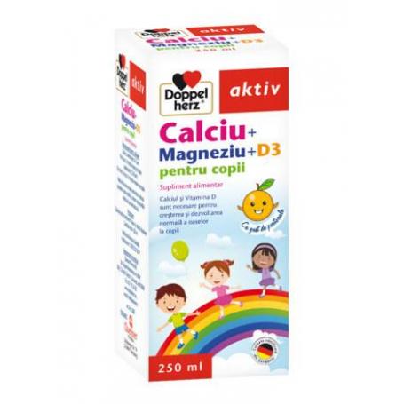 Calciu + Magneziu + D3 Sirop pentru copii, 250 ml, Doppelherz aktiv