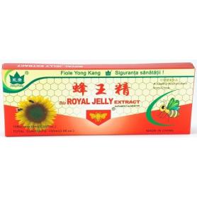 Royal Jelly 300 mg, Laptisor de matca proaspat 10 fiole - YongKang