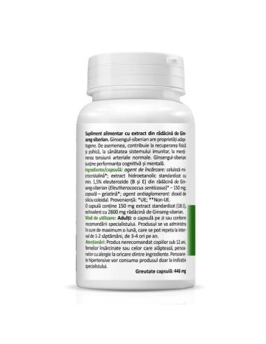 Ginseng Siberian (150 mg), 30 capsule, Zenyth - SamDistribution.ro
