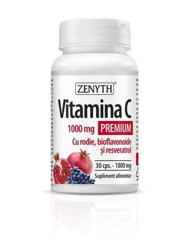 Vitamina C Premium cu rodie, bioflavonoide și resveratrol 1000 mg, 30 capsule, Zenyth