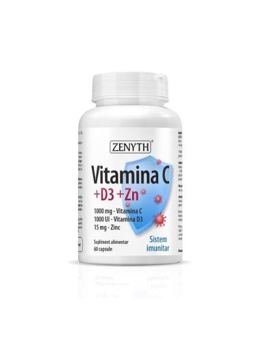 Vitamina C +D3 +Zn, 60 capsule, Zenyth