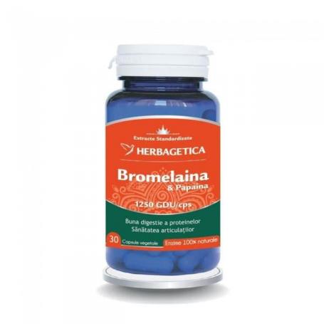 Bromelaina si Papaina, 30 capsule, Herbagetica