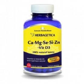 Ca+Mg+Se+Si+Zn cu Vit D3 Complex Forte,120 capsule, Herbagetica
