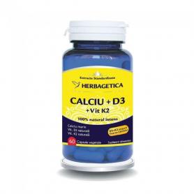 Herbagetica, Calciu + D3 + Vitamina K2, 60 capsule