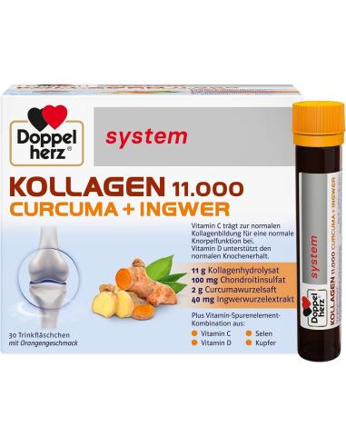 Kollagen 11.000 Curcuma + Ghimbir, 30 flacoane, Doppelherz