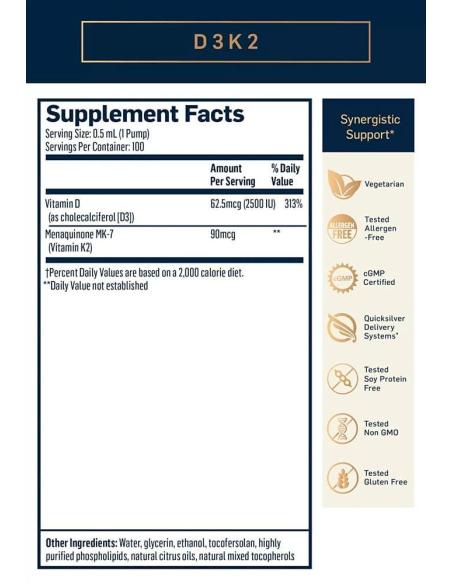Vitamina D3+K2 Lipozomala, QuickSilver, 50 ml - SamDistribution.ro