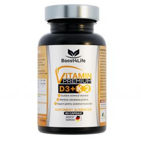 Vitamina D3 + K2, Premium, Boost4Life, 60 capsule 2000 UI