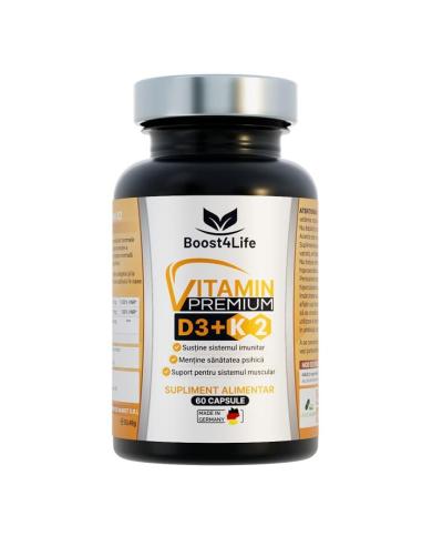 Vitamina D3 + K2, Premium, Boost4Life, 60 capsule 2000 UI