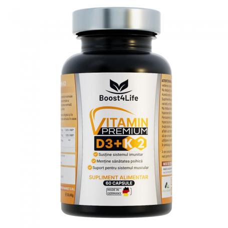 Vitamina D3 + K2, Premium, Boost4Life, 60 capsule 2000 UI