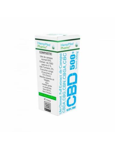 Ulei Ozonat CBD 500 mg, Turmeric 200 mg, 10 ml, HempMed - SamDistribution.ro