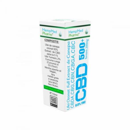 Ulei Ozonat CBD 500 mg, Turmeric 200 mg, 10 ml, HempMed
