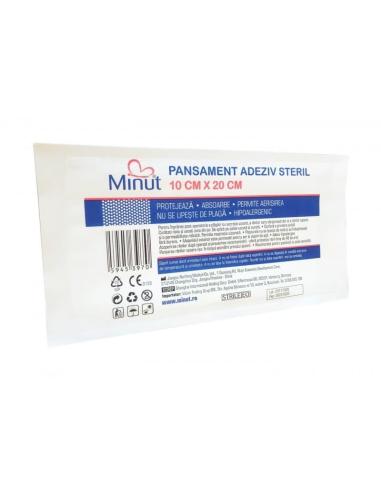 Pansament adeziv steril, 10 cm x 20 cm, Minut