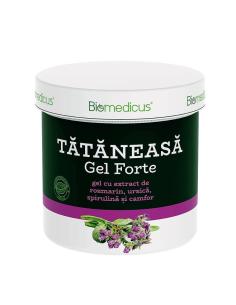 Tataneasa gel forte cu rozmarin, urzica, spirulina si camfor, 250 ml, Biomedicus