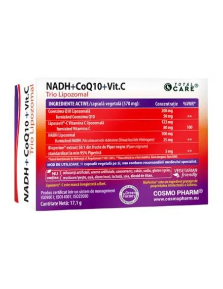 NADH + CoQ10 + Vitamina C Trio Lipozomal Cosmopharm, 30 capsule