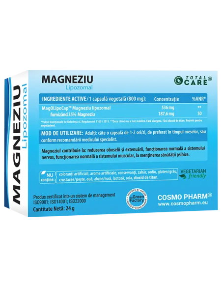 Magneziu Lipozomal Cosmopharm, 30 capsule
