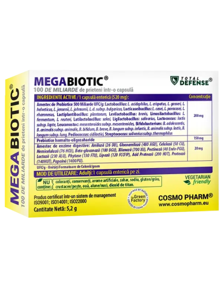 Megabiotic Cosmopharm, 10 capsule enterosolubile | Samdistribution