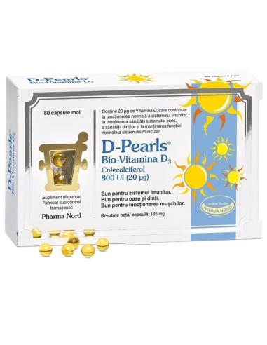 Bio Vitamina D3 D-Pearls 800Ui, 80 capsule, Pharma Nord
