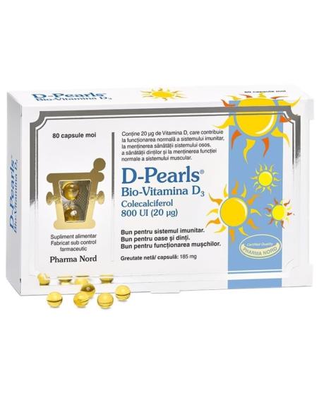 Bio Vitamina D3 D-Pearls 800Ui, 80 capsule, Pharma Nord